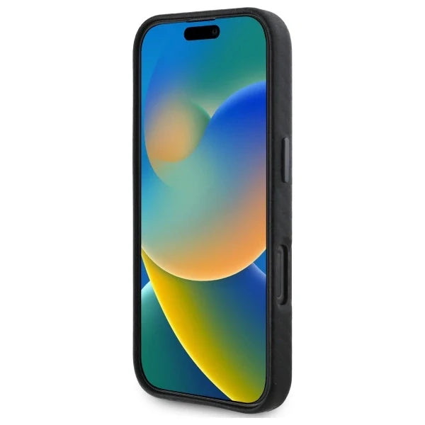 Capa para iPhone 16 Pro da BMW em Carbono com Logo e Kit M Preta