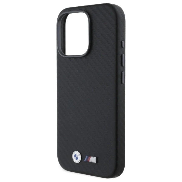 Capa para iPhone 16 Pro da BMW em Carbono com Logo e Kit M Preta