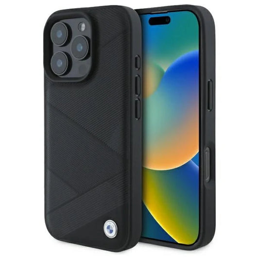 Capa BMW Premium Padrão de Linhas Cruzadas para iPhone 16 Pro Max