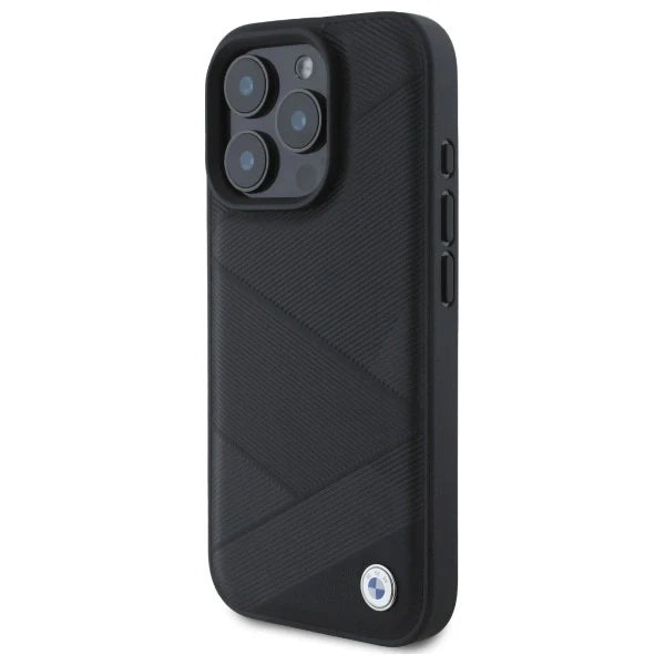 Capa BMW Premium Padrão de Linhas Cruzadas para iPhone 16 Pro Max