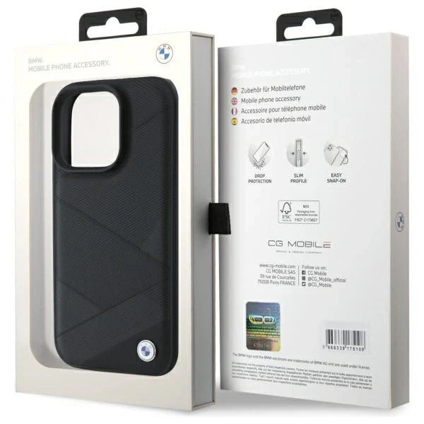 Capa BMW Premium Padrão de Linhas Cruzadas para iPhone 16 Pro Max