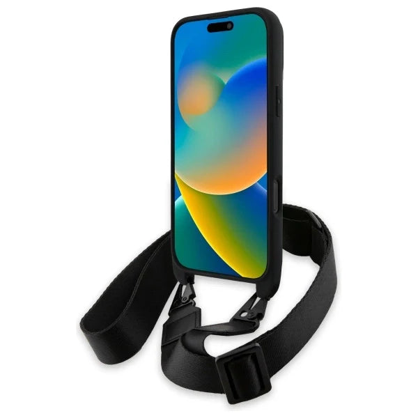 Capa para iPhone 16 Pro Max BMW em Carbono e com Fita Preta