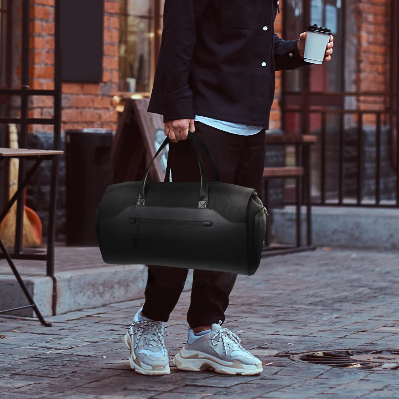 Mala de Viagem Wozinsky Premium com Bolso Para Roupas Molhadas 45L Preto