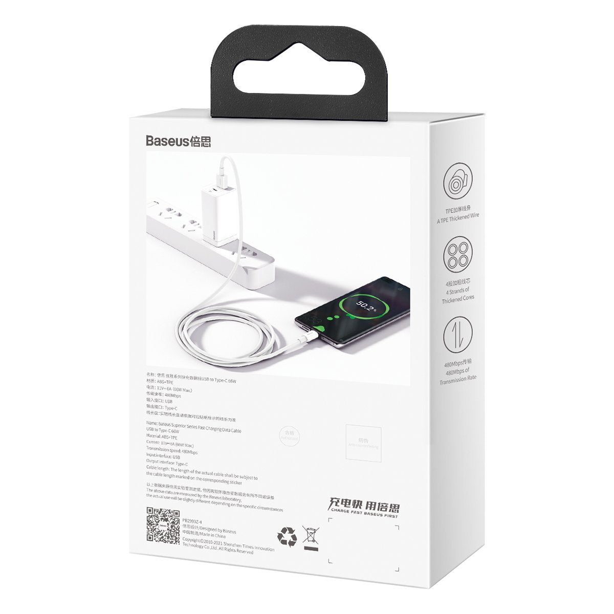 Cabo USB para USB-C 66W 2m Baseus Superior Series
