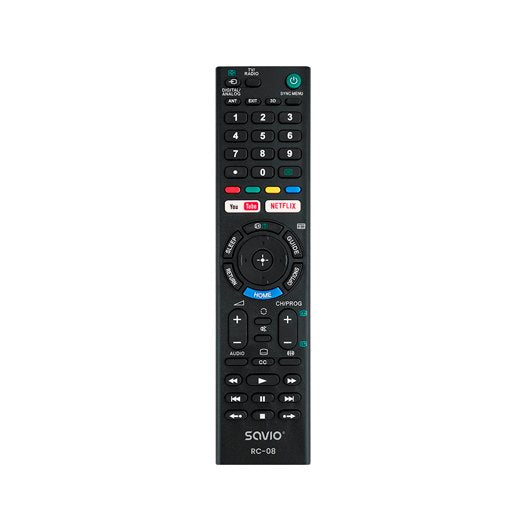 Mandos TV Savio RC-08 / Preto / Compatível Sony Smart TV