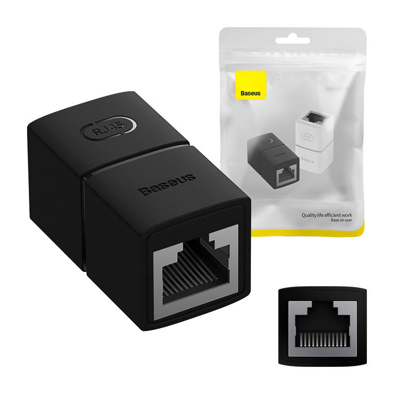 Conector RJ-45 Baseus Premium Preto | Ligação de Rede Estável e Profissional