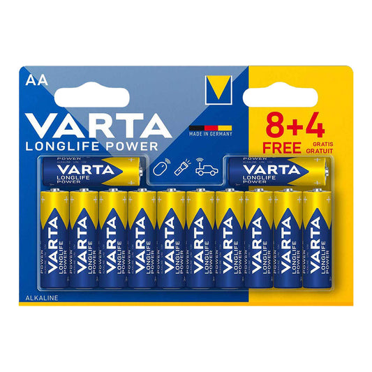 Pilha VARTA Alcalina Longlife Power AA Blíster 12 Unid 38436