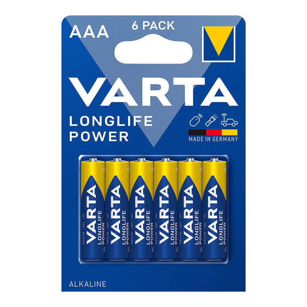 Pilha Alcalina VARTA / Longlife Power AAA / Blíster 6 unid. / Ø10,5x44,5mm