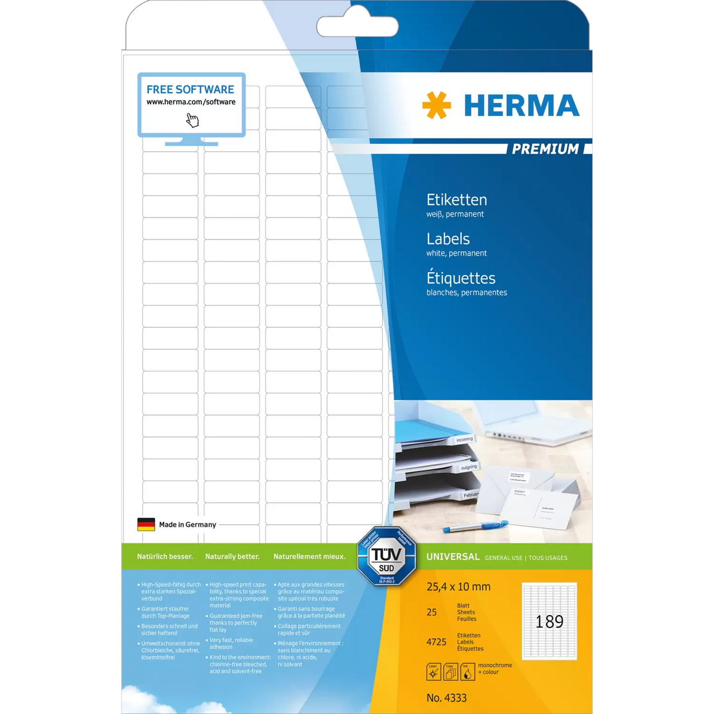 Herma Etiquetas Adesivas Permanentes Premium 25,4x10mm DIN A4 4725 pcs