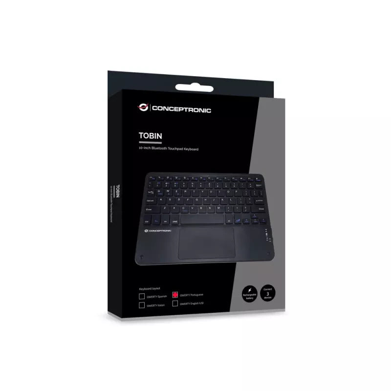 Teclado Bluetooth Conceptronic com Touchpad Recarregável 10" em Português
