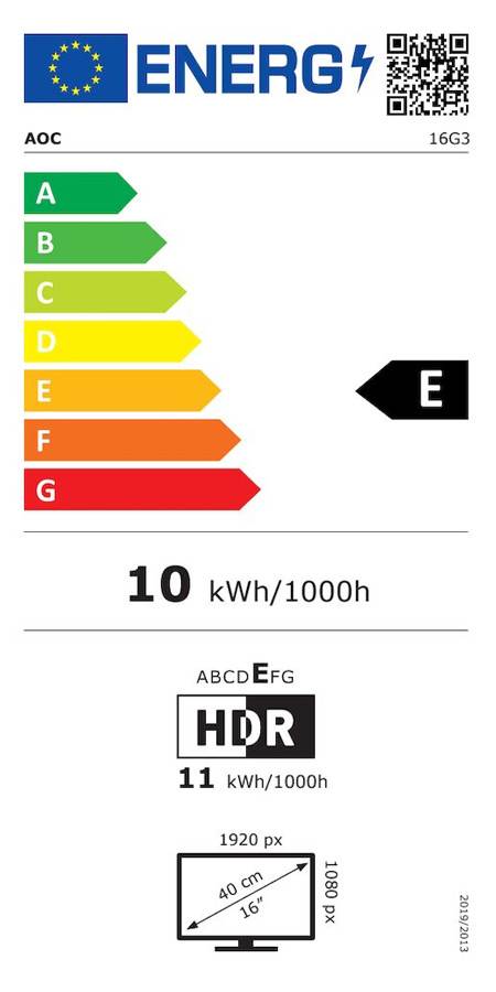 Monitor Portátil AOC 16G3 Gaming IPS 15.6" FHD 16:9 144Hz FreeSync