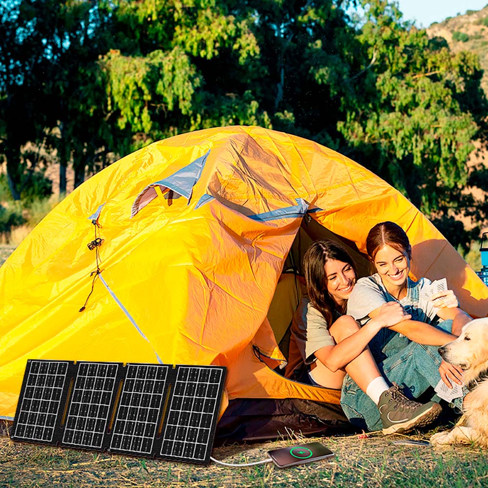 Painél Solar Dobrável c/ saída USB-A e USB-C 15W