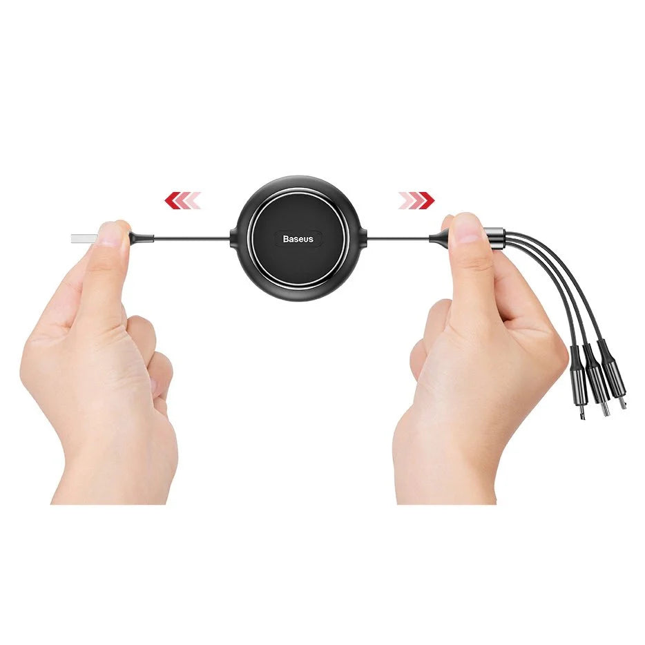 Cabo Extensível 3 em 1 USB-A para Micro USB / Lightning / USB-C 35-120cm Baseus Golden Loop