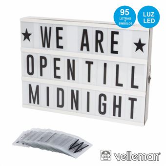 Caixa de Iluminação c/ Letras e Luz LED + Carregador USB 30x22x4,3cm Perel