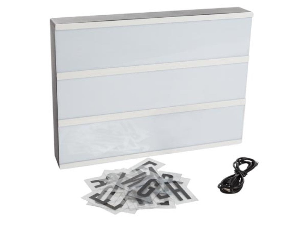 Caixa de Iluminação c/ Letras e Luz LED + Carregador USB 30x22x4,3cm Perel