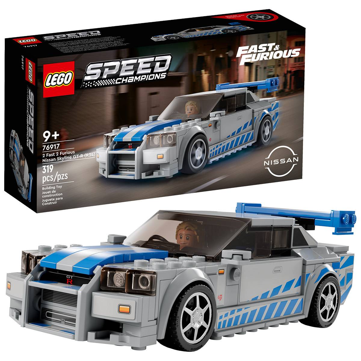 LEGO Speed Champions: Velocidade Furiosa Nissan Skyline GT-R (R34) | Idades 9+ | 319 Peças | Item 76917