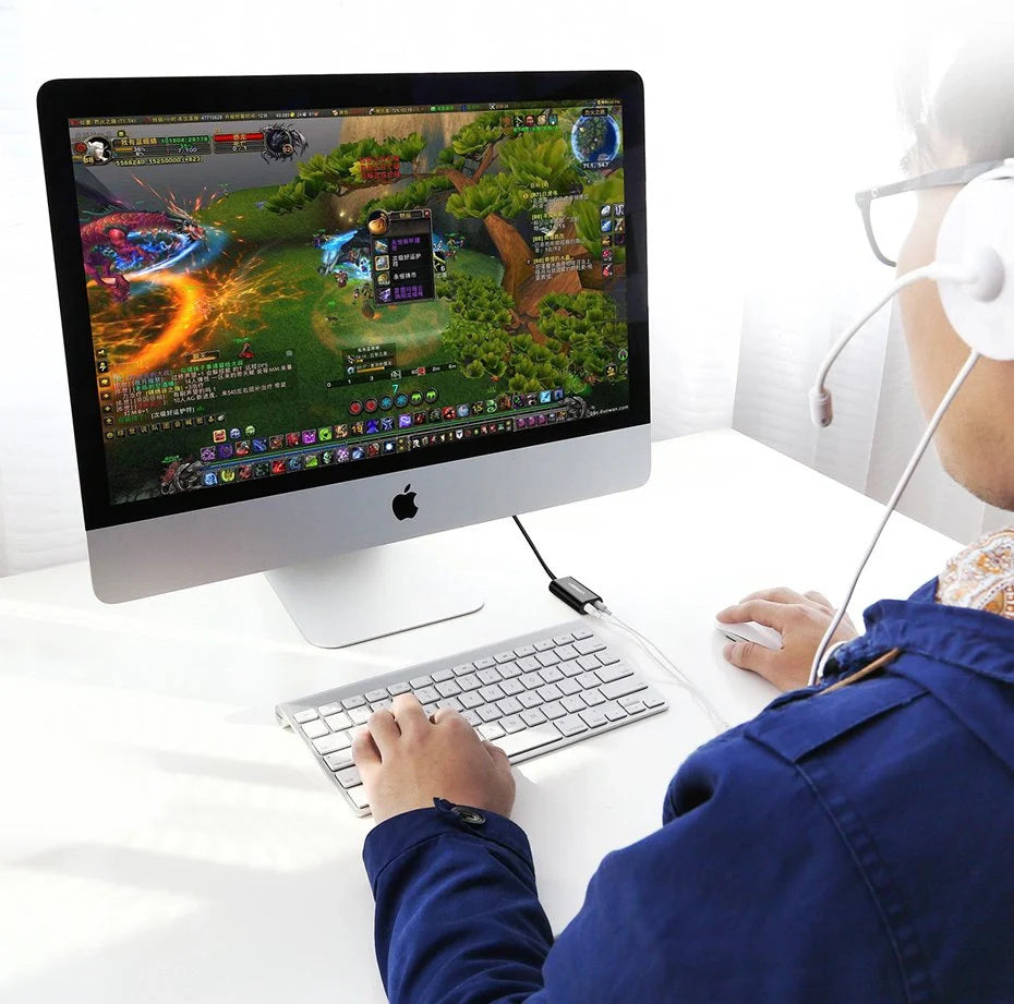 Placa de Som USB UGREEN US205 USB 2.0 para 2x3.5mm Preta