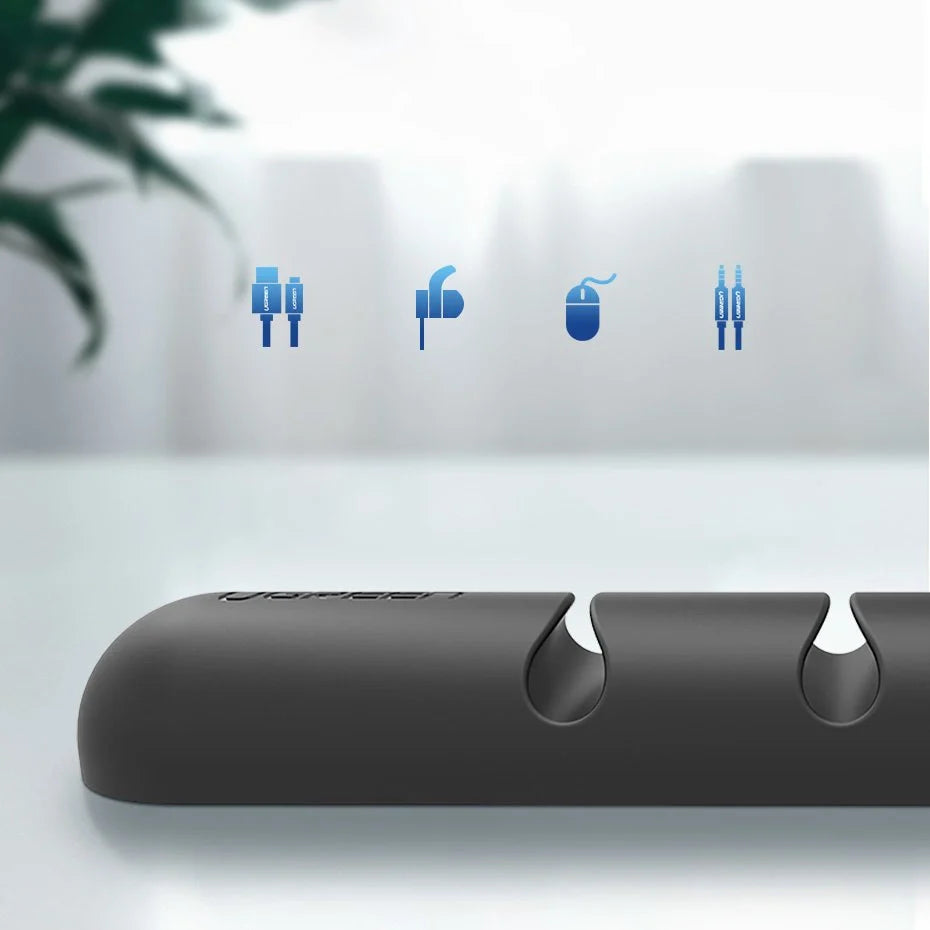 Ugreen 30762 Organizer Auto-Adesivo para 4 Cabos - Preto / 2 Peças