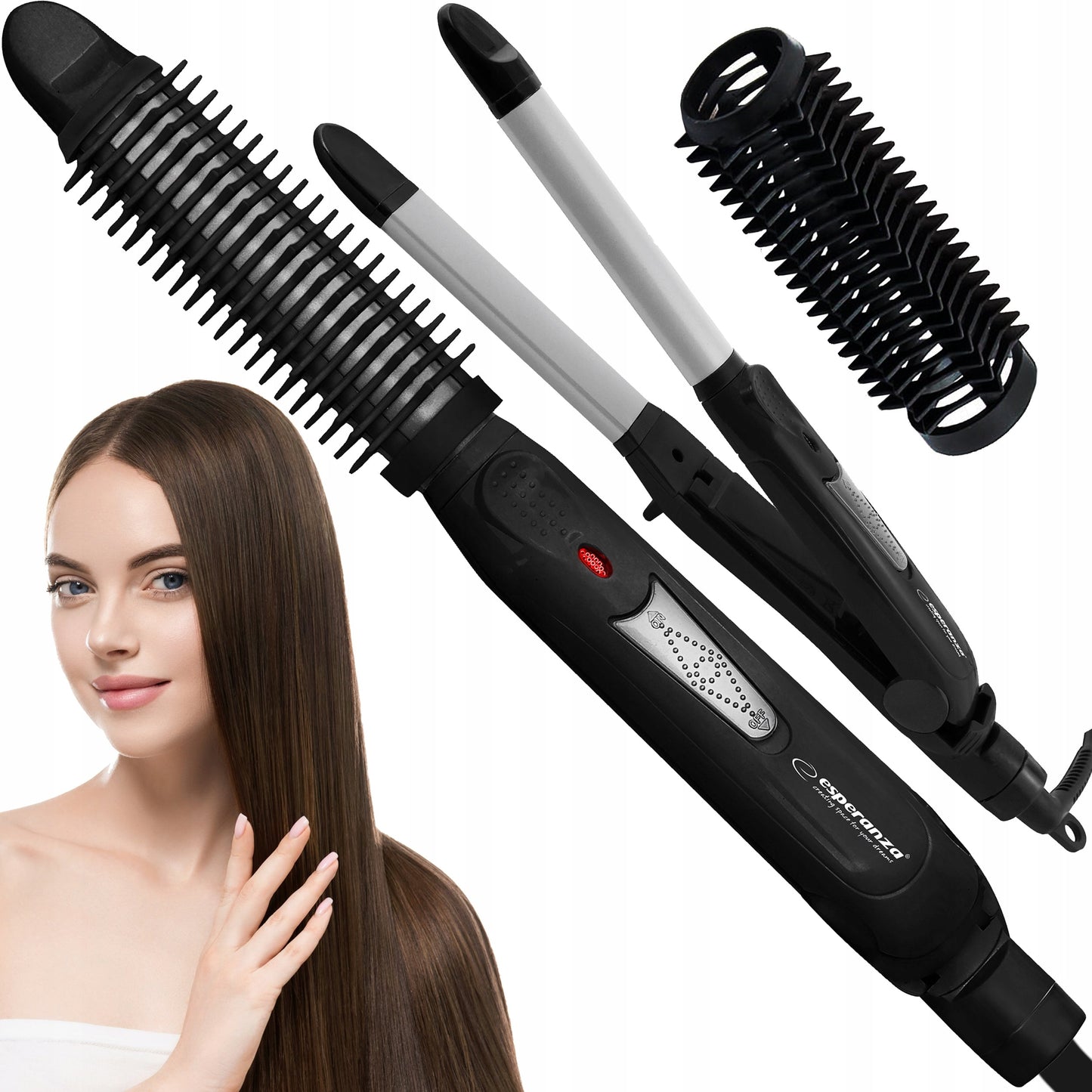 ESPERANZA Alisador e Modelador de Cabelo 2 em 1 Glamour Preto