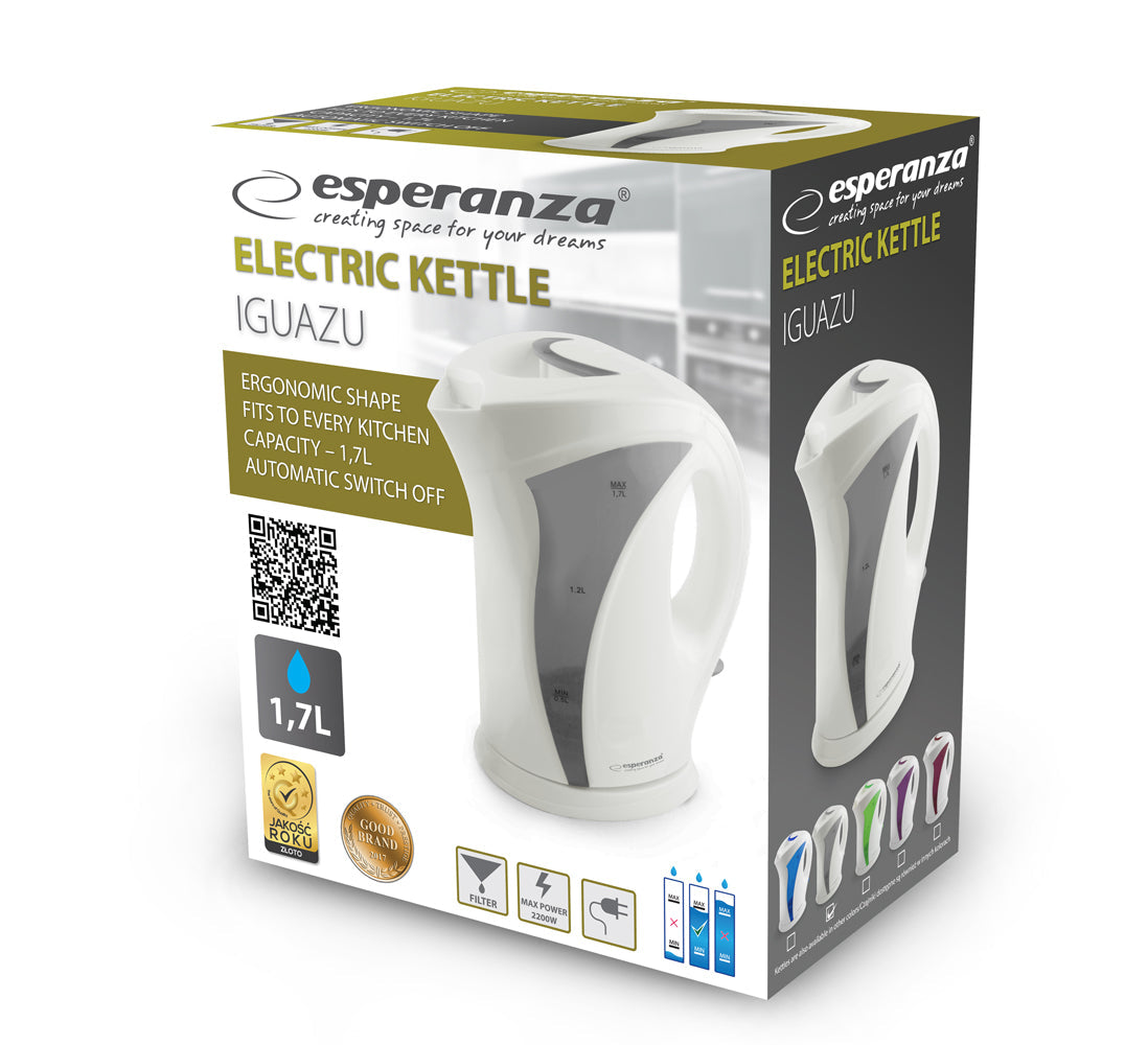 Chaleira Eléctrica Esperanza Iguazu 1.7L 2200W Inox e Plástico