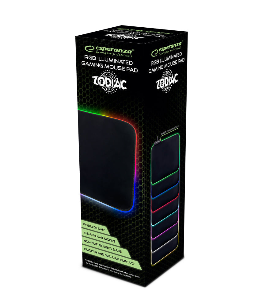 Tapete para Rato Gaming Esperanza c/ iluminação RGB Zodiac EGP105