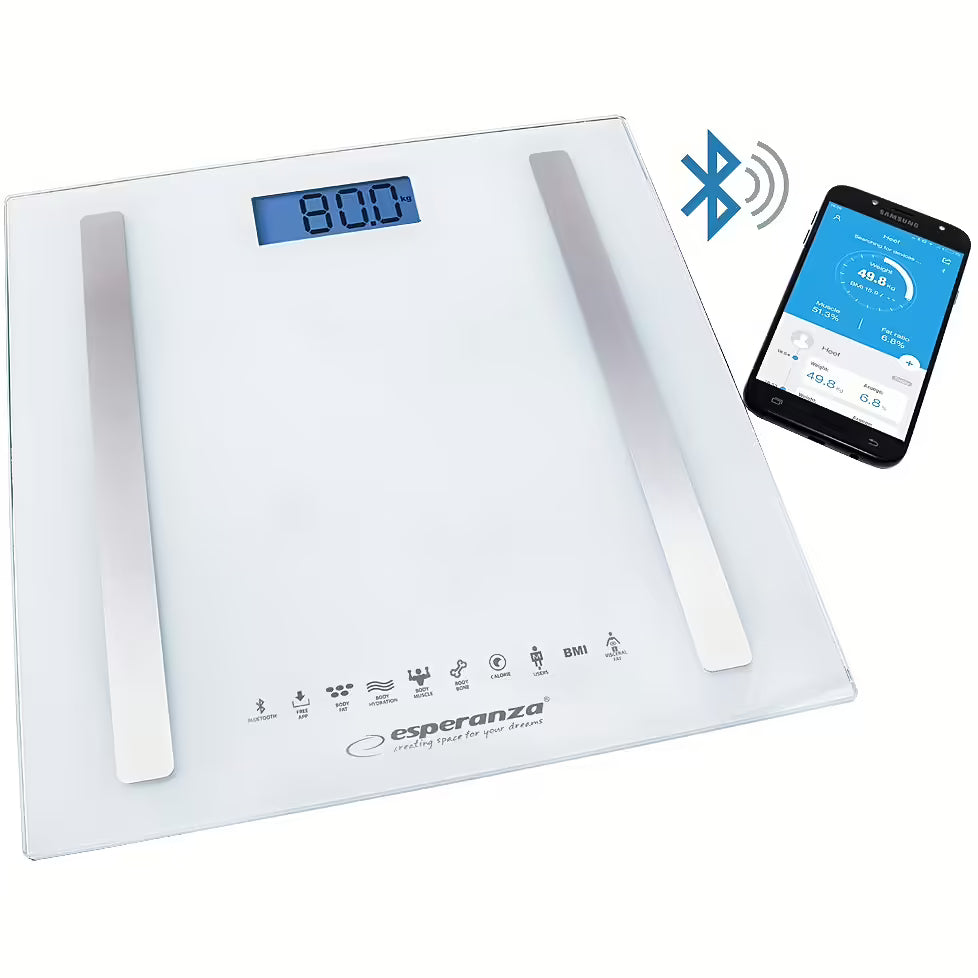 Balança Digital 8 em 1 ESPERANZA Bluetooth B.FIT Branca