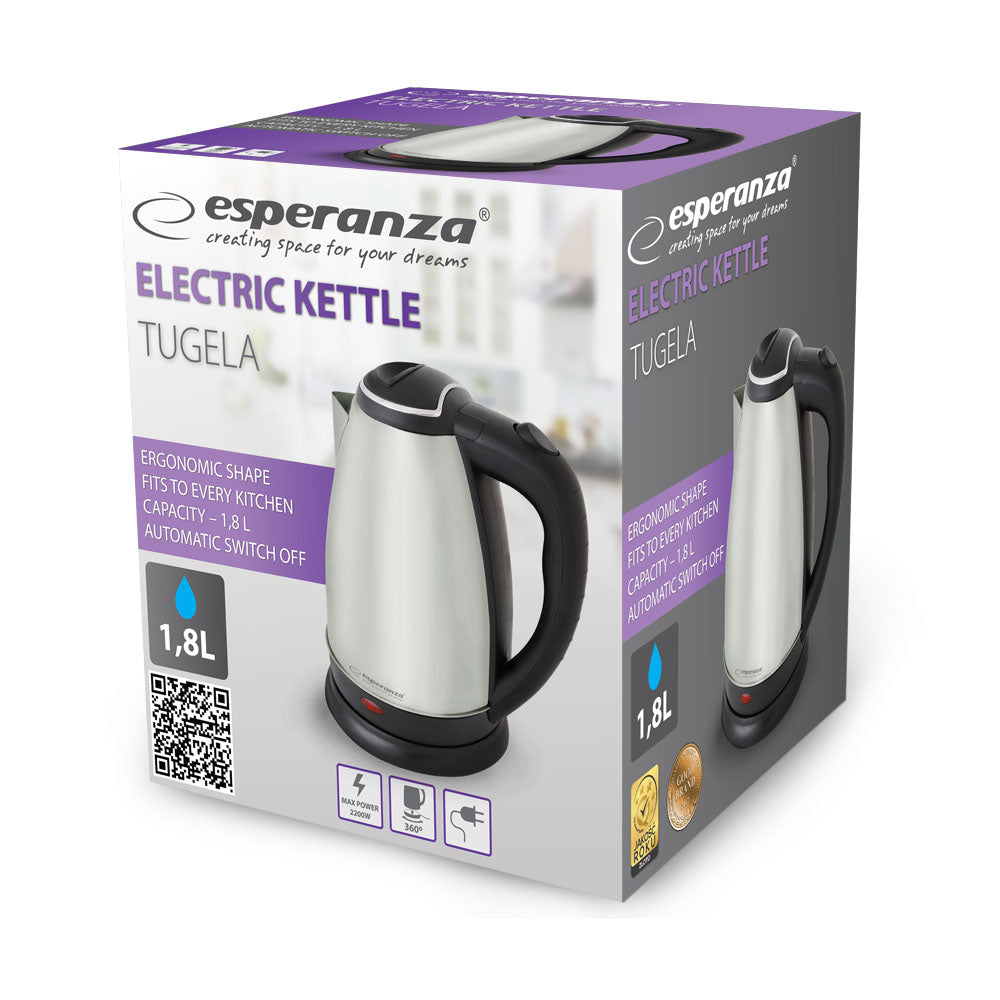 Chaleira Eléctrica Esperanza Tugela 1.8L 2200W em Aço Inoxidável