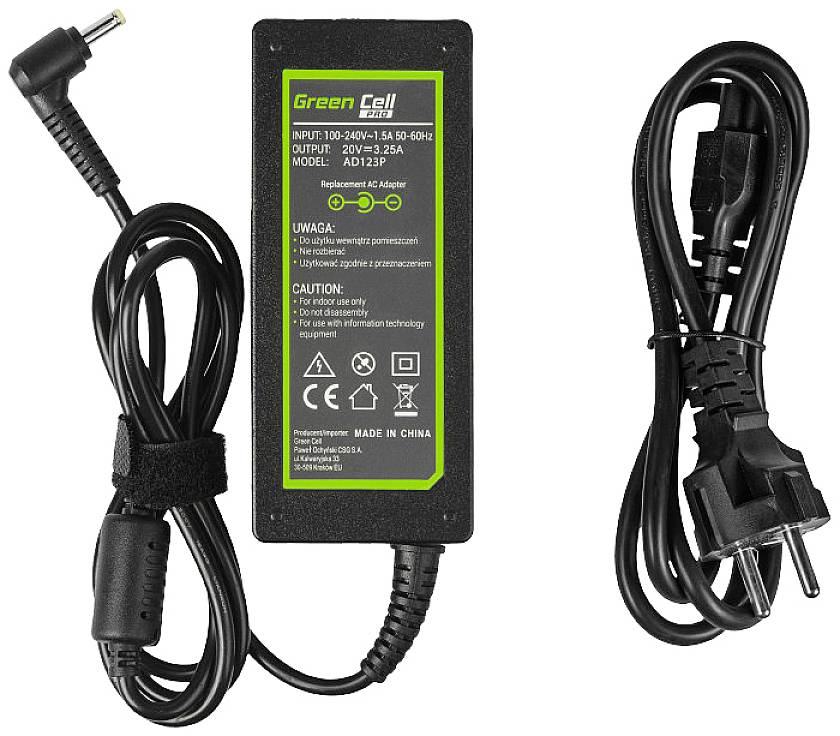 Carregador AC GreenCell Pro Adaptador Lenovo 65W 20V 3.25A 4.0mm-1.7mm