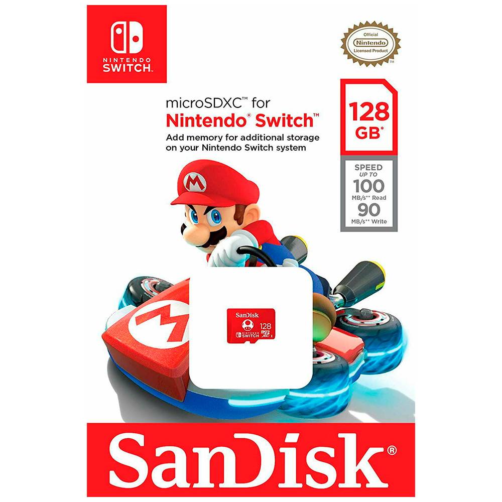 Cartão de Memória SanDisk 128GB Micro SDXC UHS-I U3 Nintendo Switch SDSQXAO-128G-GNCZN