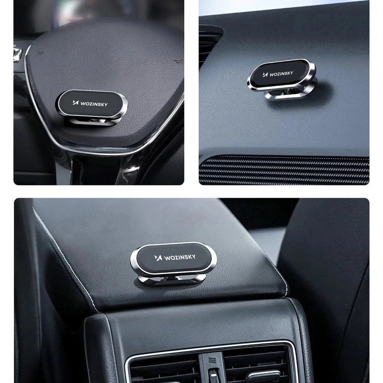 Suporte Magnético Auto-Adesivo 360 para Carro Wozinsky Prata