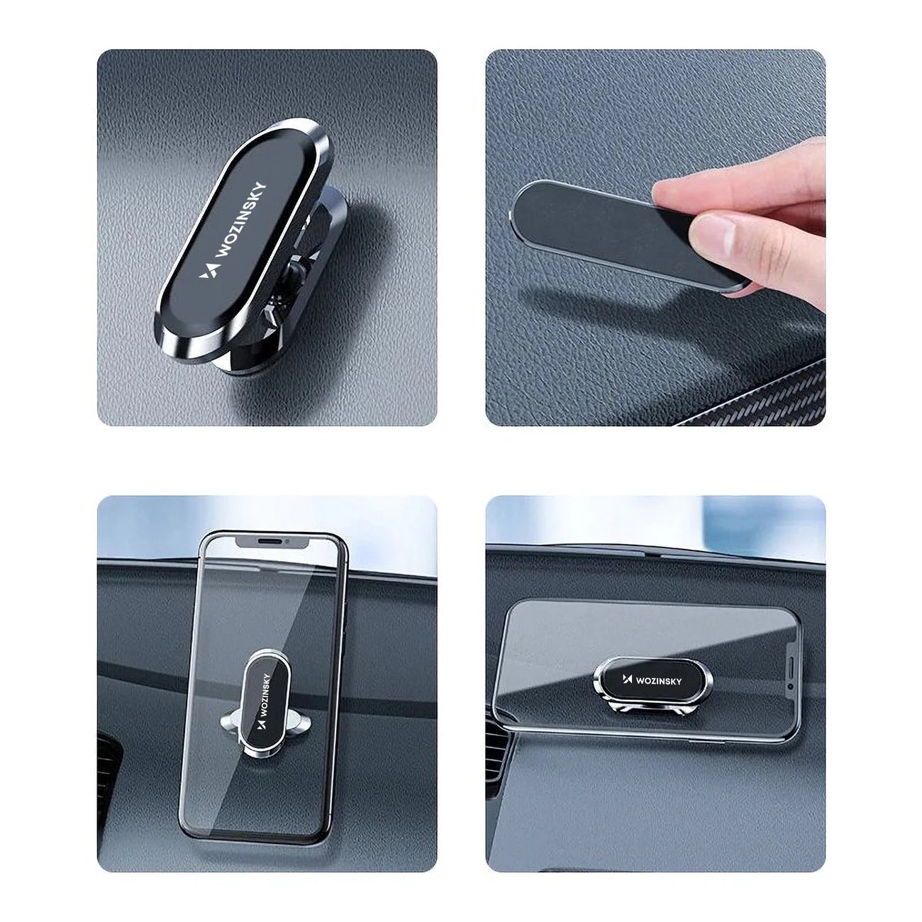 Suporte Magnético Auto-Adesivo 360 para Carro Wozinsky Prata