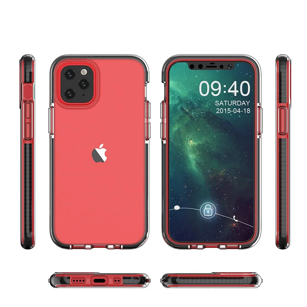 Capa Protetora Transparente em TPU com Moldura Preta para iPhone 12 Mini