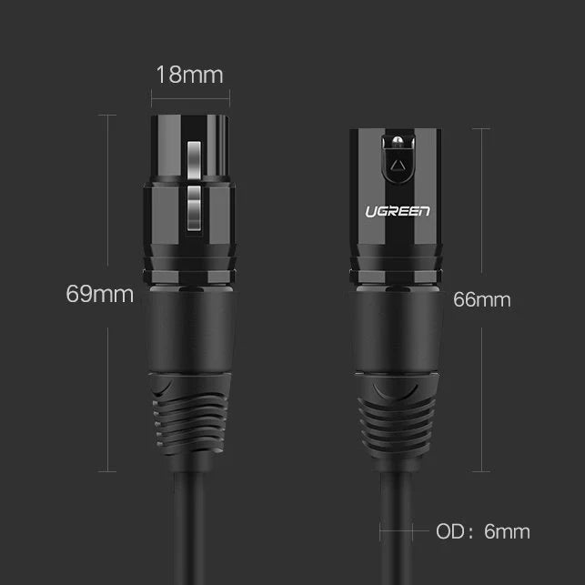 Cabo de Áudio microfone XLR Fêmea para XLR Macho 3m Ugreen