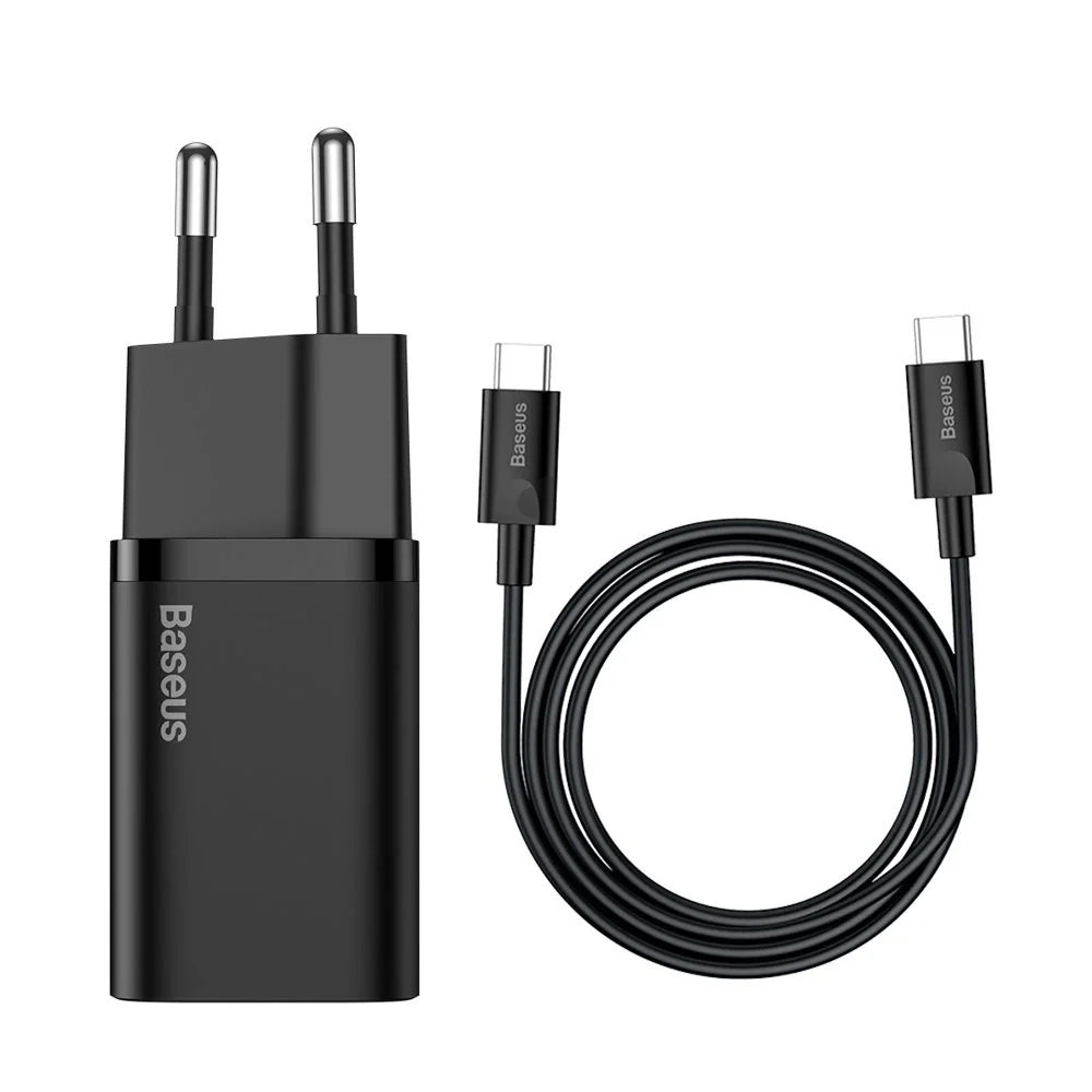 Carregador Baseus Super Si QC 3.0 PD 25W 3A + Cabo USB Type C 1m Preto