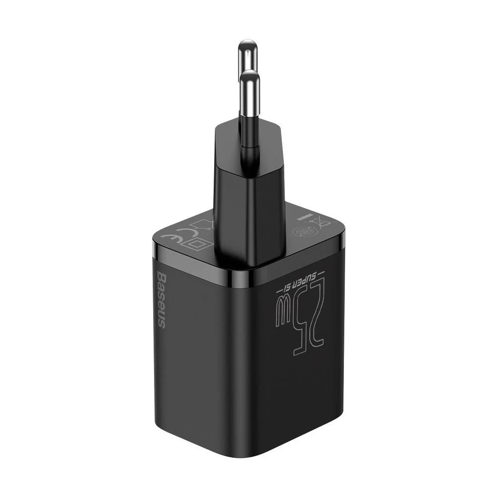 Carregador Baseus Super Si QC 3.0 PD 25W 3A + Cabo USB Type C 1m Preto