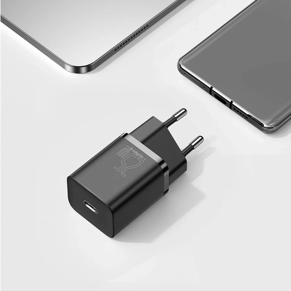 Carregador Baseus Super Si QC 3.0 PD 25W 3A + Cabo USB Type C 1m Preto