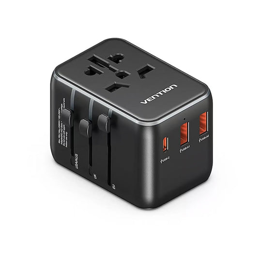Carregador Adaptador de Viagem Universal Vention 65W 1x USB-C 2x USB-A