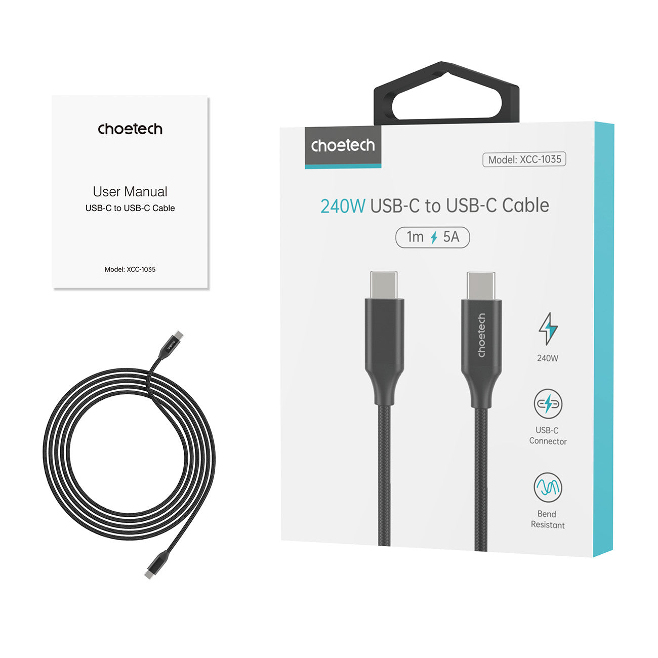 Cabo USB-C para USB-C 240W 2m Choetech XCC-1036