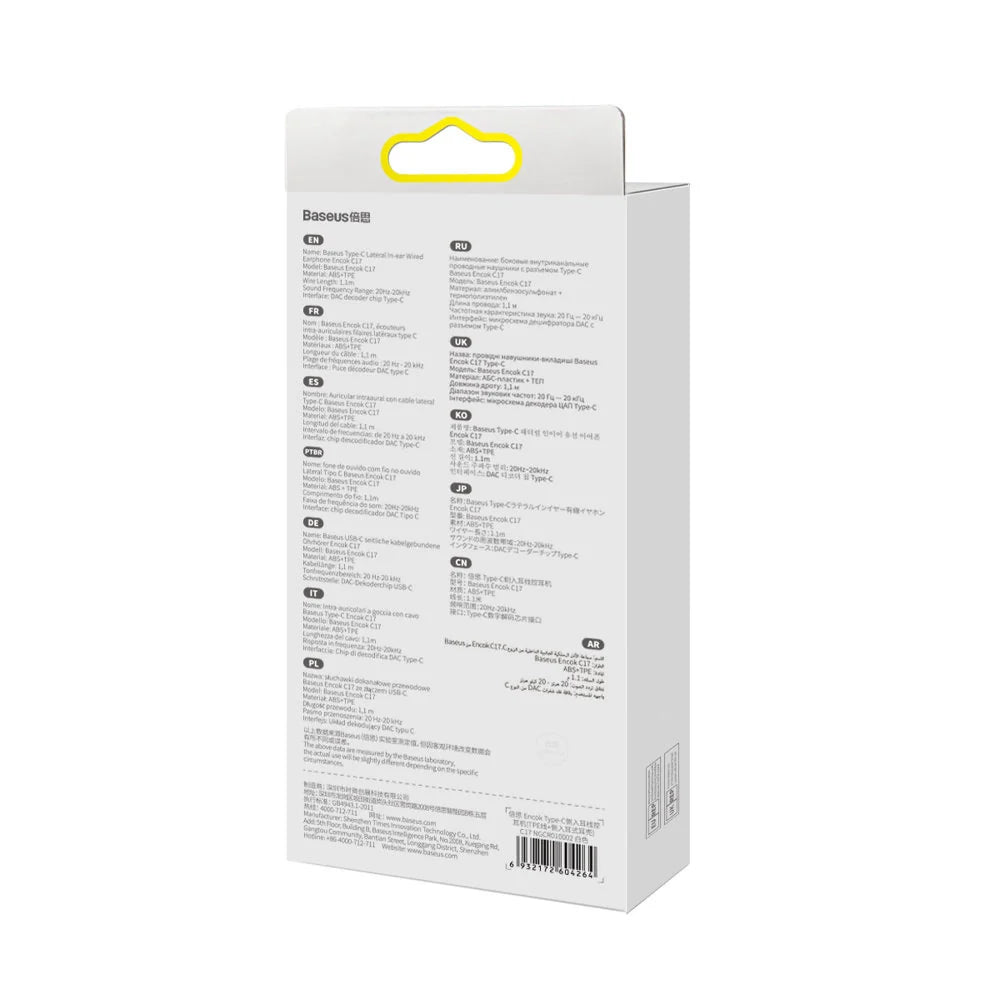 Auriculares Baseus Encok C17 USB-C c/ Microfone