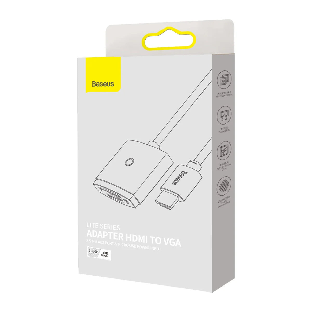 Adaptador Baseus HDMI Macho para VGA Fêmea + mini jack 3.5mm