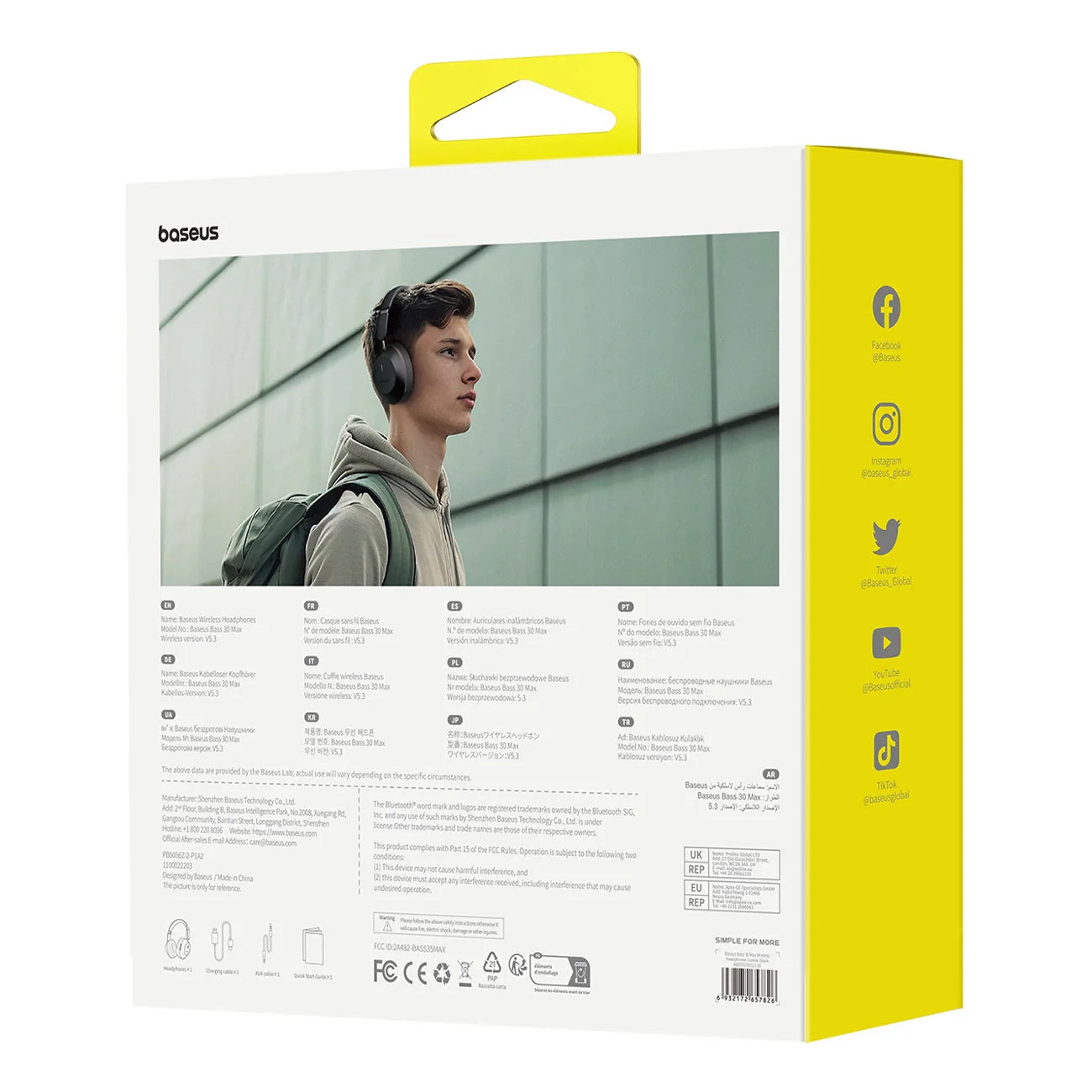 Baseus Bass 30 Max Auscultadores sem fios com Bluetooth 5.3