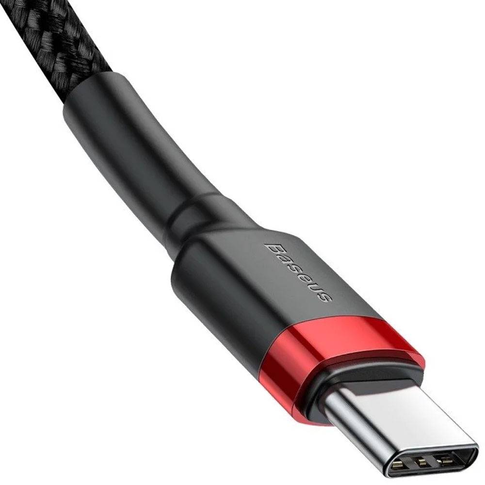 Cabo USB-C Baseus Cafule PD 60W 1m Preto/Vermelho