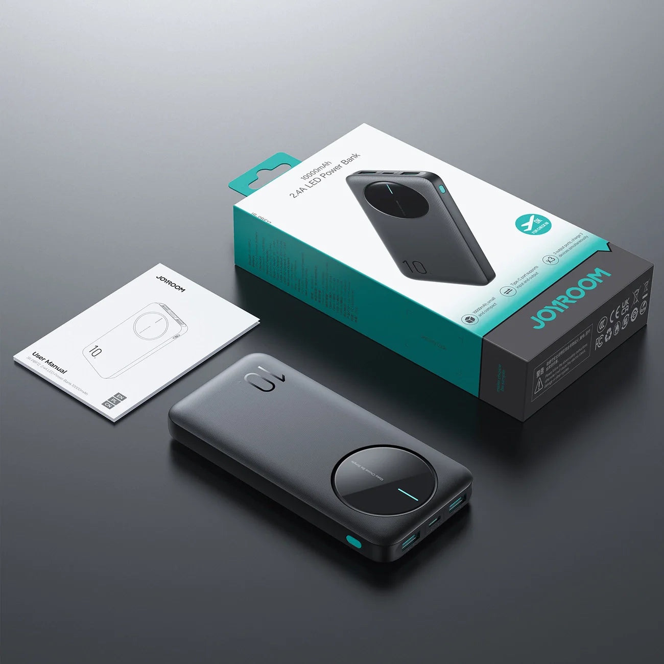 Powerbank Joyroom JR-PBF12 10000mAh 2.4A 2x USB-A 1x USB-C Preta