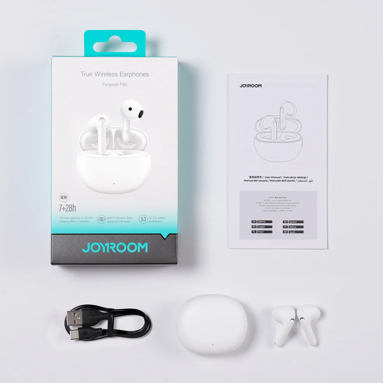 Auriculares Joyroom Funpods JR-FB2 Wireless sem fios Branco