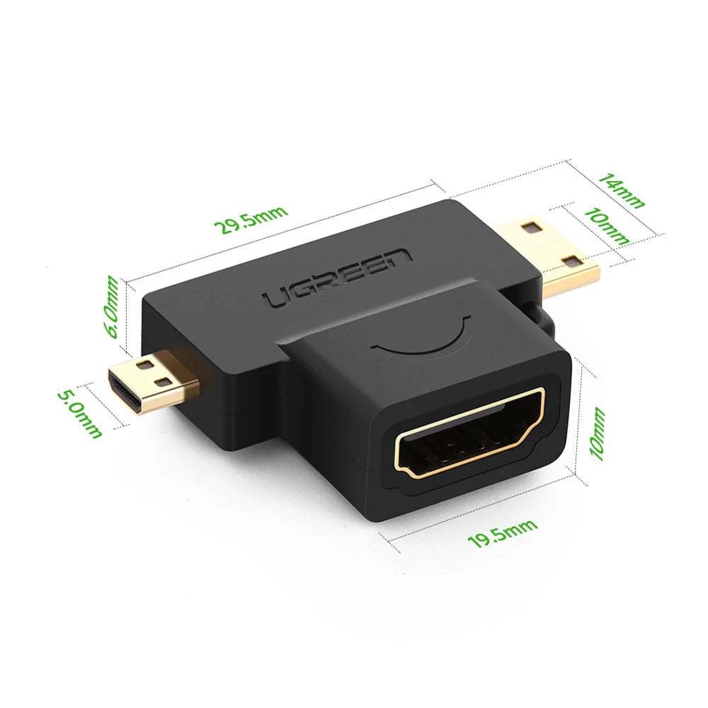 Adaptador mini HDMI e micro HDMI Macho para HDMI Fêmea Ugreen 20144