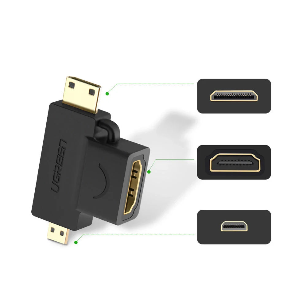 Adaptador mini HDMI e micro HDMI Macho para HDMI Fêmea Ugreen 20144