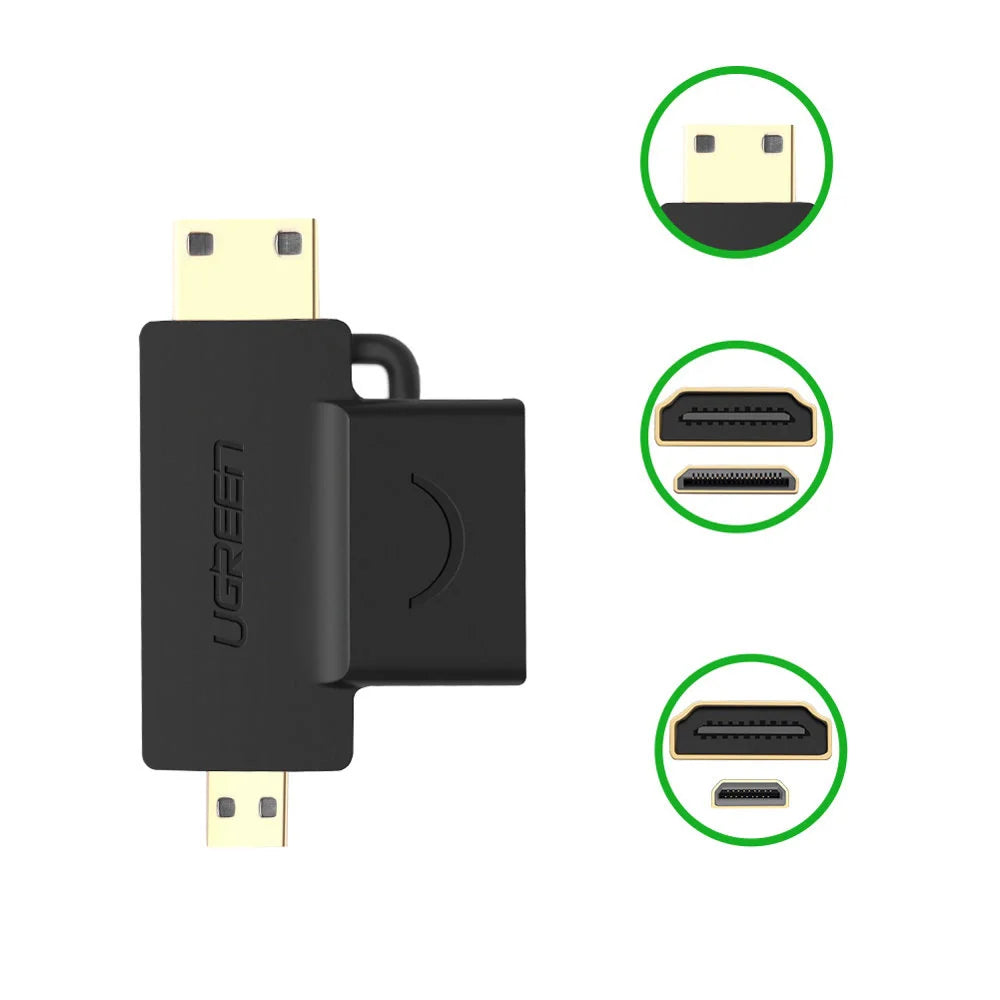 Adaptador mini HDMI e micro HDMI Macho para HDMI Fêmea Ugreen 20144