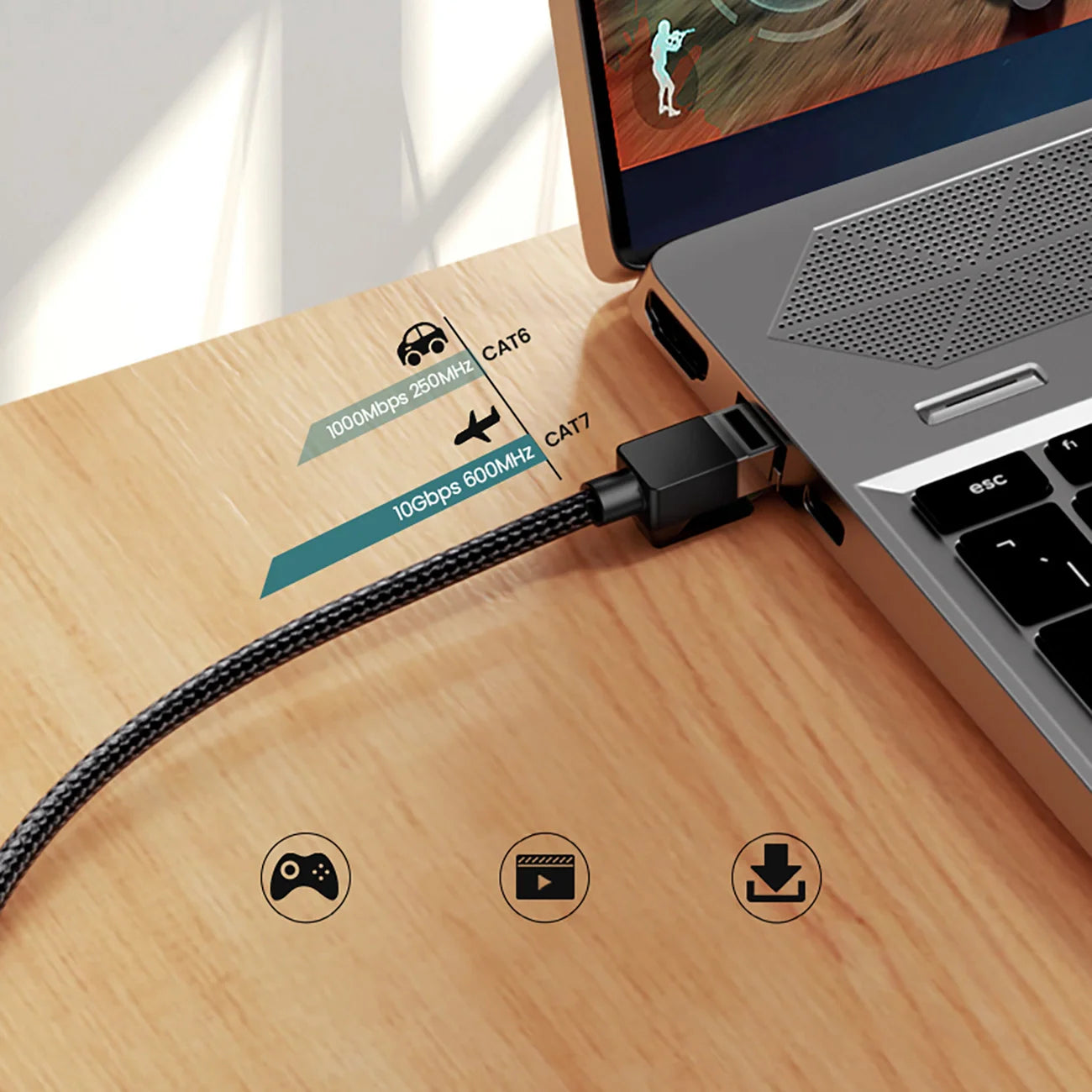 Cabo de Rede Cat7 F/FTP Shielded Braided & Round 30AWG 1m UGREEN 80421