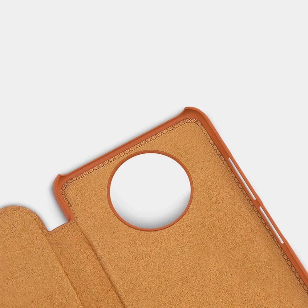 Capa de Couro NILLKIN Castanha para Xiaomi Redmi Note 9T 5G
