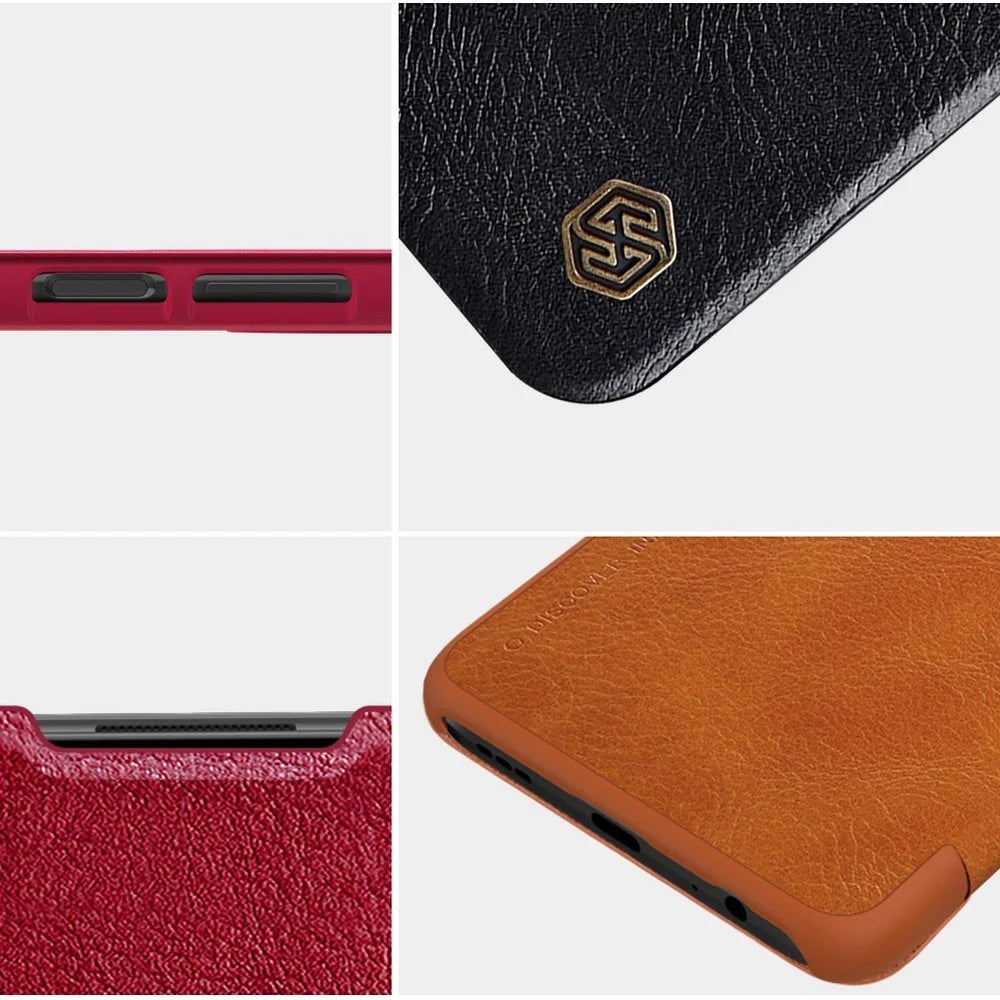 Capa de Couro NILLKIN Castanha para Xiaomi Redmi Note 9T 5G